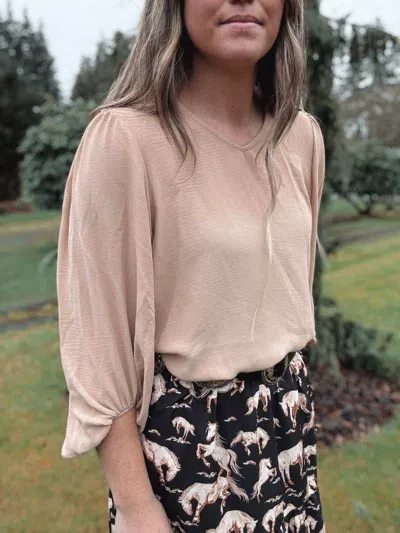 Blue Buttercup Wide Sleeve Top In Mocha In Neutral