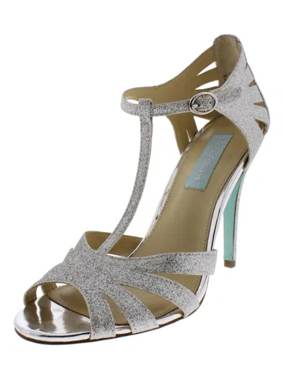 Blue By Betsey Johnson Tee Womens Glitter Night Out Evening Sandals In Silver