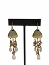 Blue Copper Women's Jellyfish Quartz With Opal Earrings In Gold In Brown