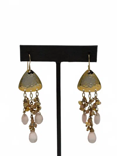 Blue Copper Women's Jellyfish Quartz With Opal Earrings In Gold In Brown