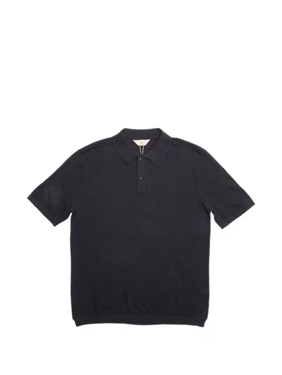 Blue De Gênes Diamond-knit Polo Shirt In Black
