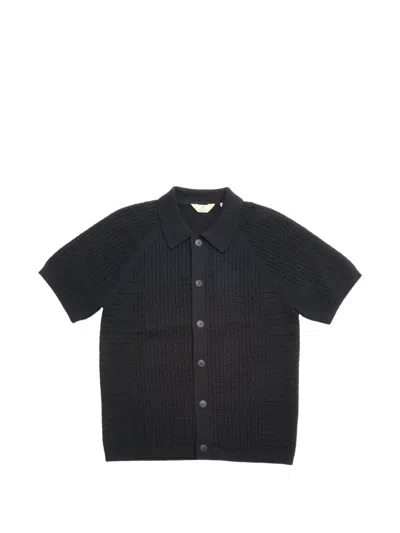 Blue De Gênes Pointelle-knit Billy Cardigan In Black