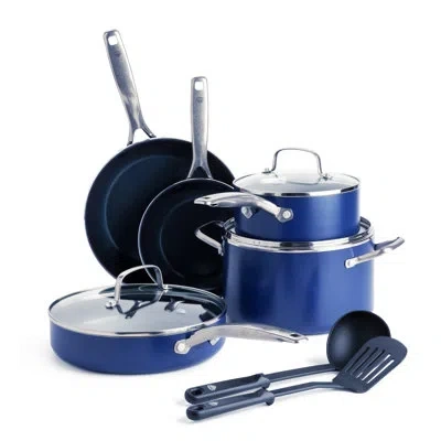 Blue Diamond 10 Piece Stainless Steel Non Stick Cookware Set In Blue