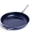 Blue Diamond Family Feast Diamond-infused Ceramic Nonstick 14" Frying Pan With Helper Handle In Blue