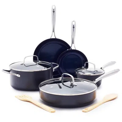 Blue Diamond Hard Anodized Nonstick 10 Piece Cookware Set In Blue;hard Anodized