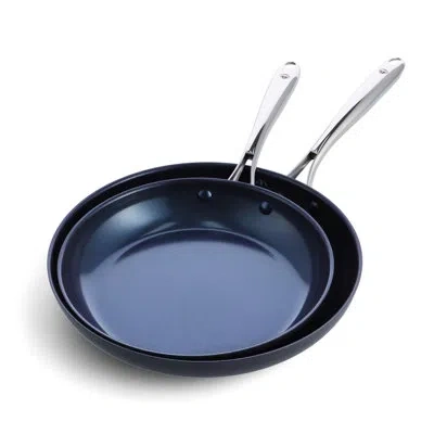 Blue Diamond Hard Anodized Nonstick 2pc Fry Pan Set, 10" & 12" In Blue