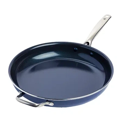 Blue Diamond Infused Ceramic Non-stick 14" Large Frying Pan With Helper Handle In Blue