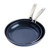 Blue Diamond Infused Ceramic Non-stick Frying Pan Skillet Set In Blue