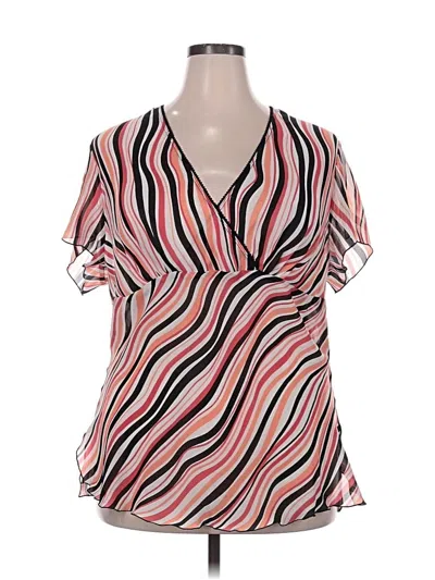 Pre-owned Blue Diamond Plus Short Sleeve Blouse In Pink