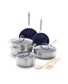 Blue Diamond Stainless Steel Clad Pro 10 Piece Cookware Set In Stainless Steel