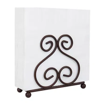 Blue Donuts Scroll Collection Bronze Napkin Holder - 1 Pair In Brown