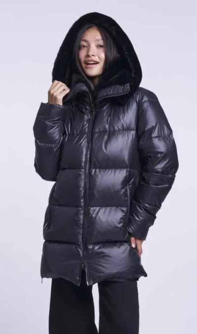 Blue Duck Down Jacket In Black