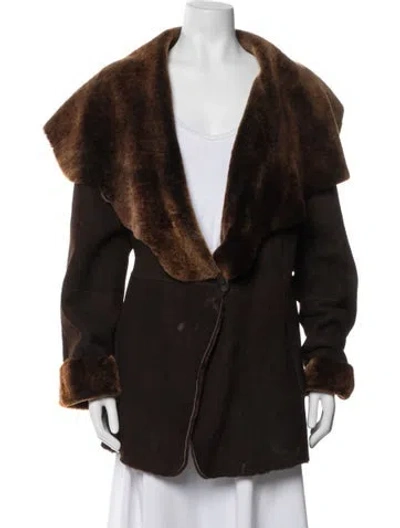 Pre-owned Blue Duck Faux Fur Coat In Brown