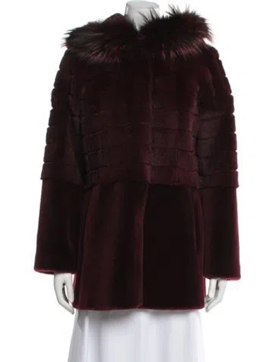 Pre-owned Blue Duck Fur Faux Fur Coat In Burgundy