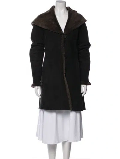 Pre-owned Blue Duck Lamb Leather Faux Fur Coat In Black