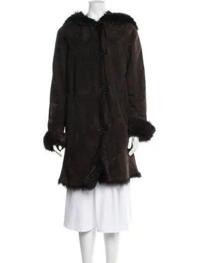Pre-owned Blue Duck Leather Faux Fur Coat In Brown