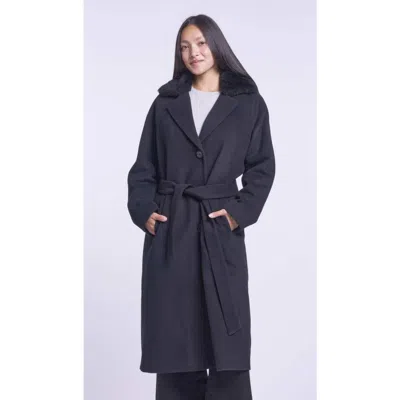 Blue Duck Maxi Wool Coat In Black