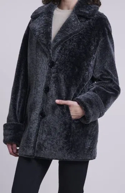 Blue Duck Oversize Genuine Shearling & Leather Jacket In Gray