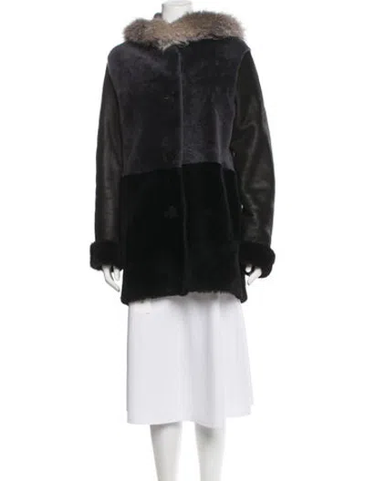 Pre-owned Blue Duck Shearling Coat In Black
