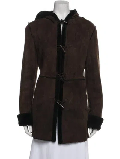 Pre-owned Blue Duck Shearling Faux Fur Coat In Brown
