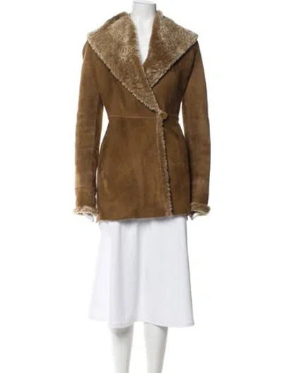 Pre-owned Blue Duck Shearling Faux Fur Coat In Brown