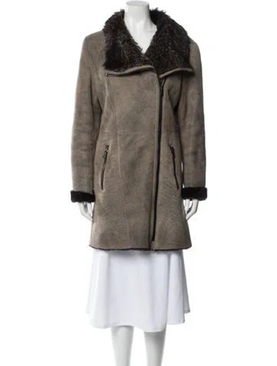 Pre-owned Blue Duck Shearling Faux Fur Coat In Gray