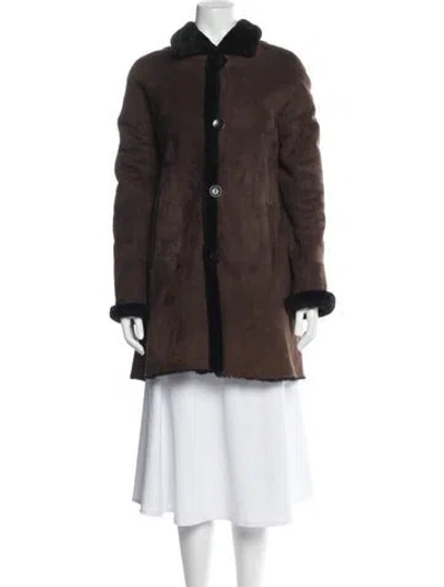 Pre-owned Blue Duck Shearling Fur Coat In Brown