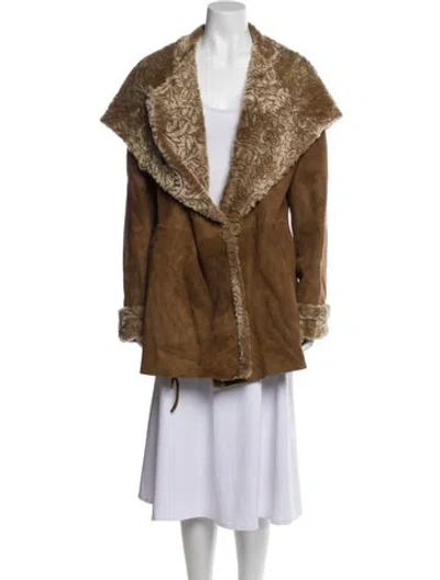 Pre-owned Blue Duck Shearling Fur Coat In Brown