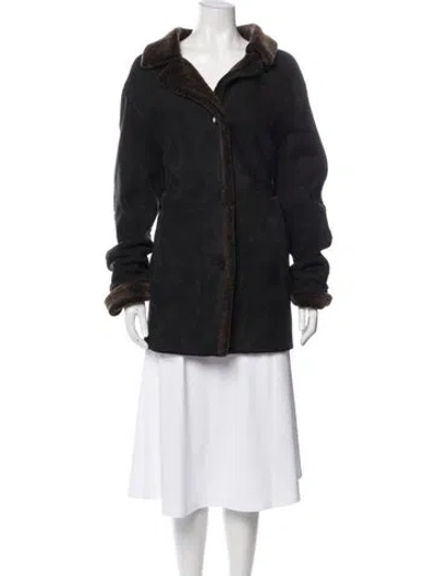 Pre-owned Blue Duck Shearling Fur Coat In Gray