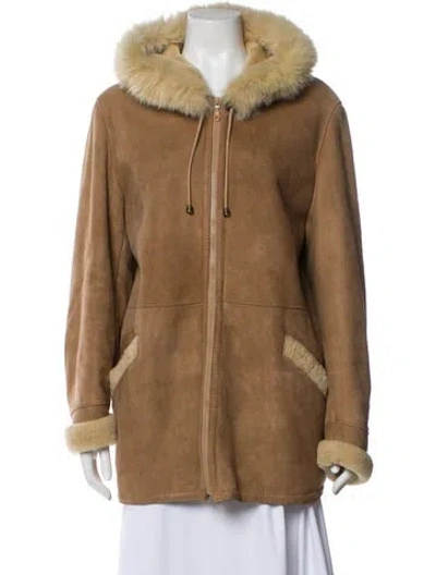 Pre-owned Blue Duck Shearling Fur Coat In Neutral