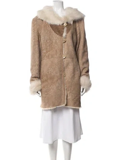 Pre-owned Blue Duck Shearling Fur Coat In Neutrals