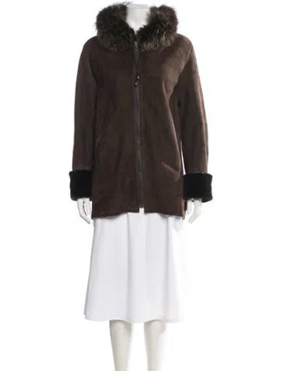 Pre-owned Blue Duck Shearling Jacket In Brown