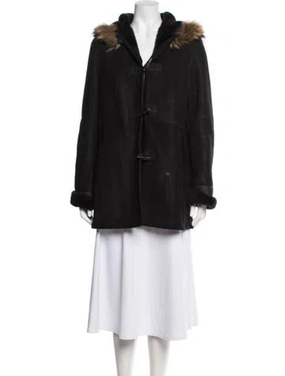 Pre-owned Blue Duck Shearling Parka In Black