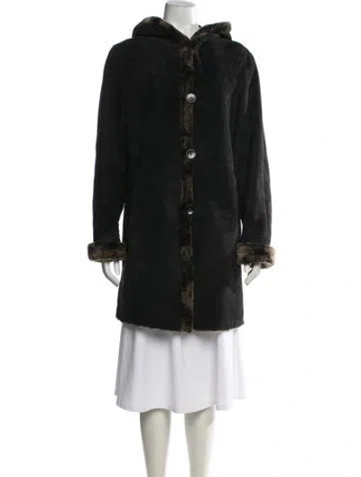 Pre-owned Blue Duck Shearling Parka In Black