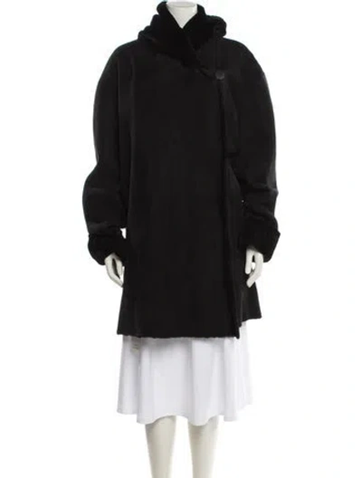 Pre-owned Blue Duck Suede Fur Coat In Black