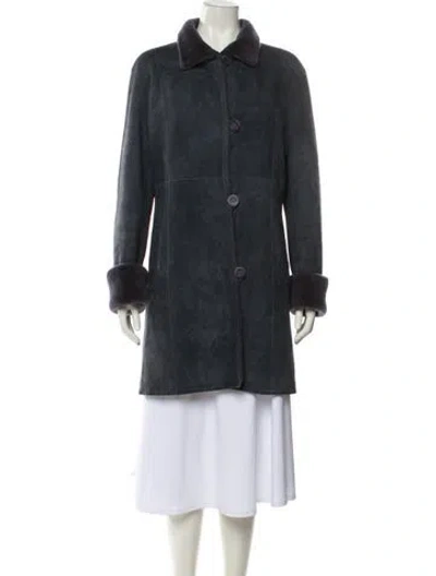 Pre-owned Blue Duck Suede Fur Coat In Gray