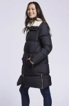 Blue Duck Water Resistant 700 Fill Power Down Coat With Genuine Shearling Trim In Black