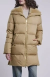 Blue Duck Water Resistant 700 Fill Power Down Coat With Genuine Shearling Trim In Green