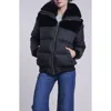 Blue Duck Water Resistant 700 Fill Power Down Jacket With Genuine Shearling Trim In Black