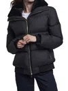 Blue Duck Women's Faux Shearling Collar Down Jacket In Black