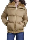 Blue Duck Women's Faux Shearling Collar Down Jacket In Brown