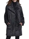 Blue Duck Women's Oversized Shearling Coat In Black