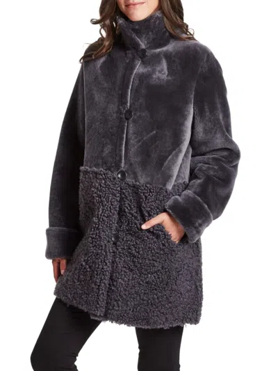 Blue Duck Women's Reversible Shearling Coat In Granite