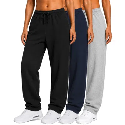 Blue Ice Base Supply Women's Loose Fit Classic Fleece Sweatpants With Open Bottom -3 Pack In Multi