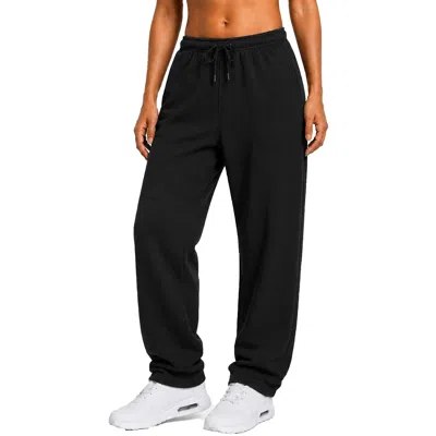 Blue Ice Base Supply Women's Loose Fit Classic Fleece Sweatpants With Open Bottom In Black