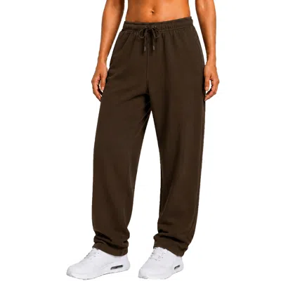 Blue Ice Base Supply Women's Loose Fit Classic Fleece Sweatpants With Open Bottom In Brown