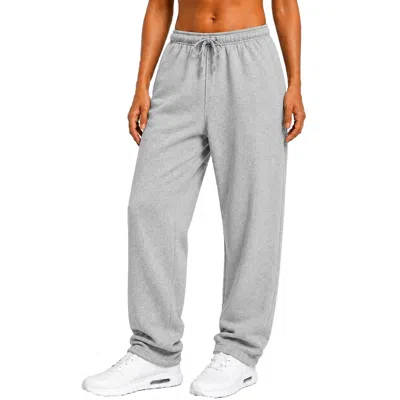 Blue Ice Base Supply Women's Loose Fit Classic Fleece Sweatpants With Open Bottom In Gray