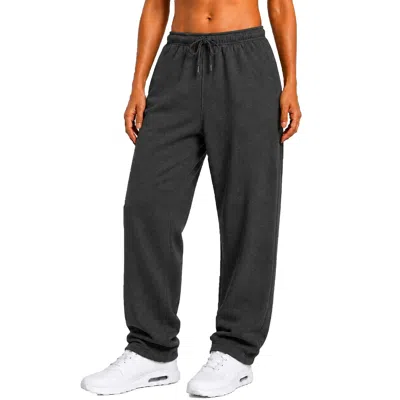 Blue Ice Base Supply Women's Loose Fit Classic Fleece Sweatpants With Open Bottom In Black