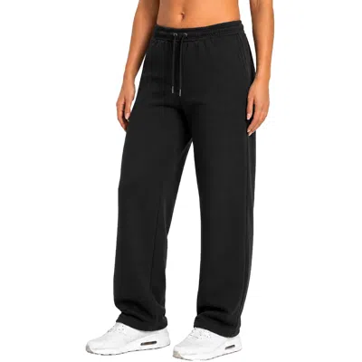Blue Ice Blu Rock Women's Loose Fit Tech Fleece Performance Sweatpants With Open Bottom In Black