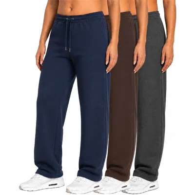 Blue Ice Blu Rock Women's Loose Fit Tech Fleece Performance Sweatpants With Open Bottom-3 Pack In Multi